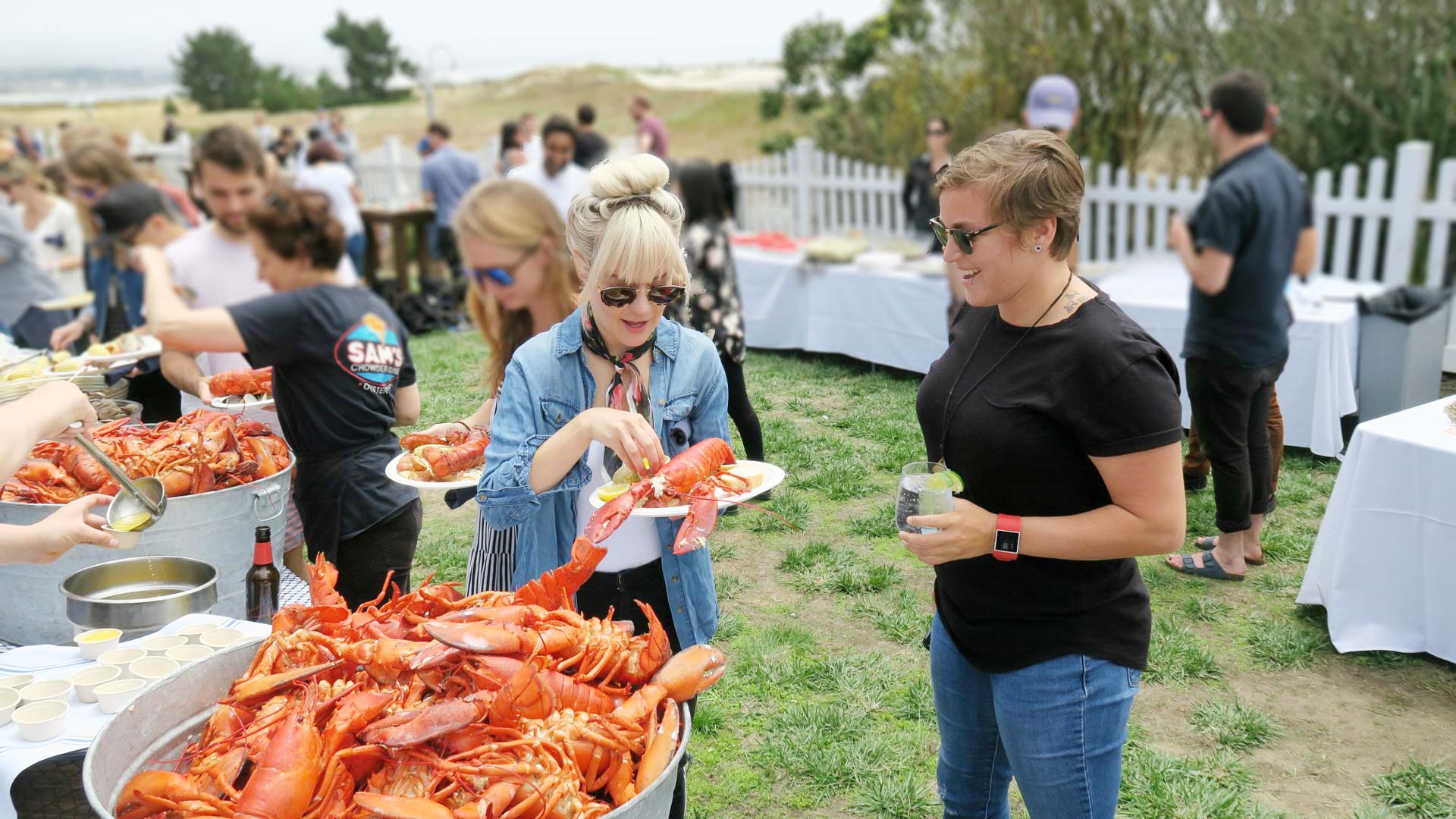 beach front lobster clambake at Sam's Chowder House in Half Moon Bay