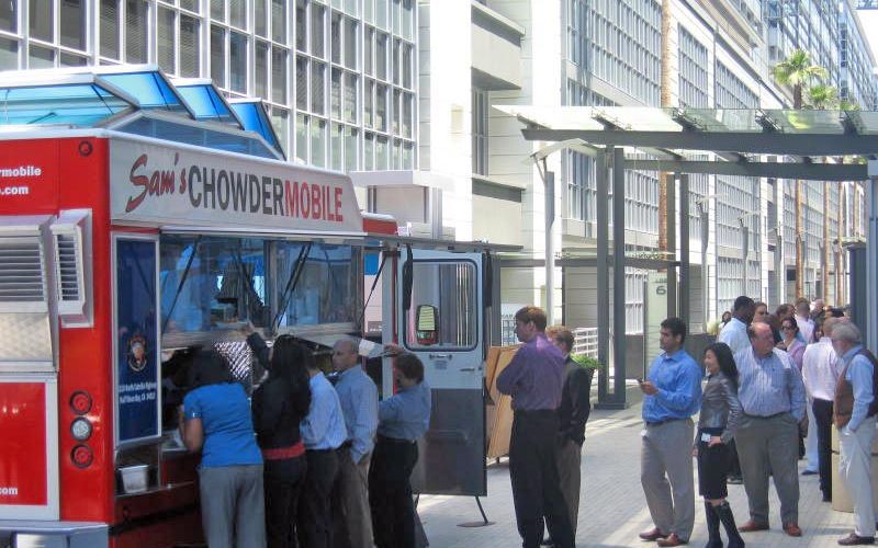 Sam's ChowderMobile serving fresh seafood in downtown San Jose